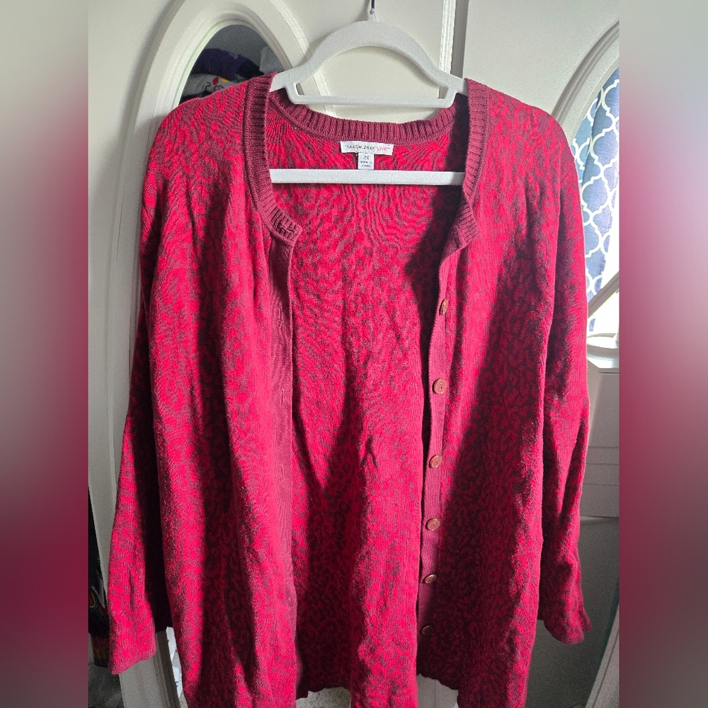 Isaac Mizrahi Burgundy Knit Cardigan